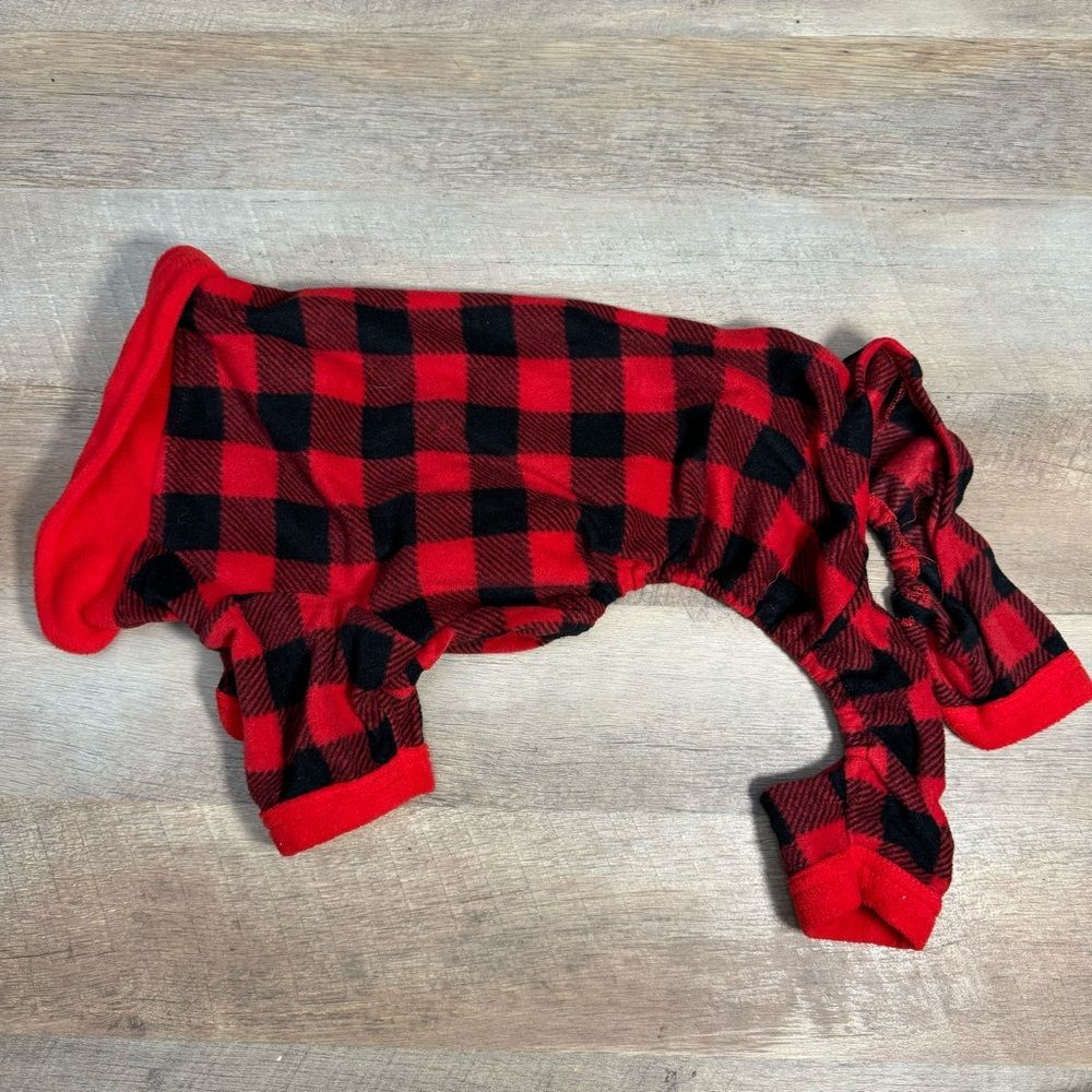 Heart to Tail Buffalo Plaid Fleece Dog Sweater Pajamas Size Medium